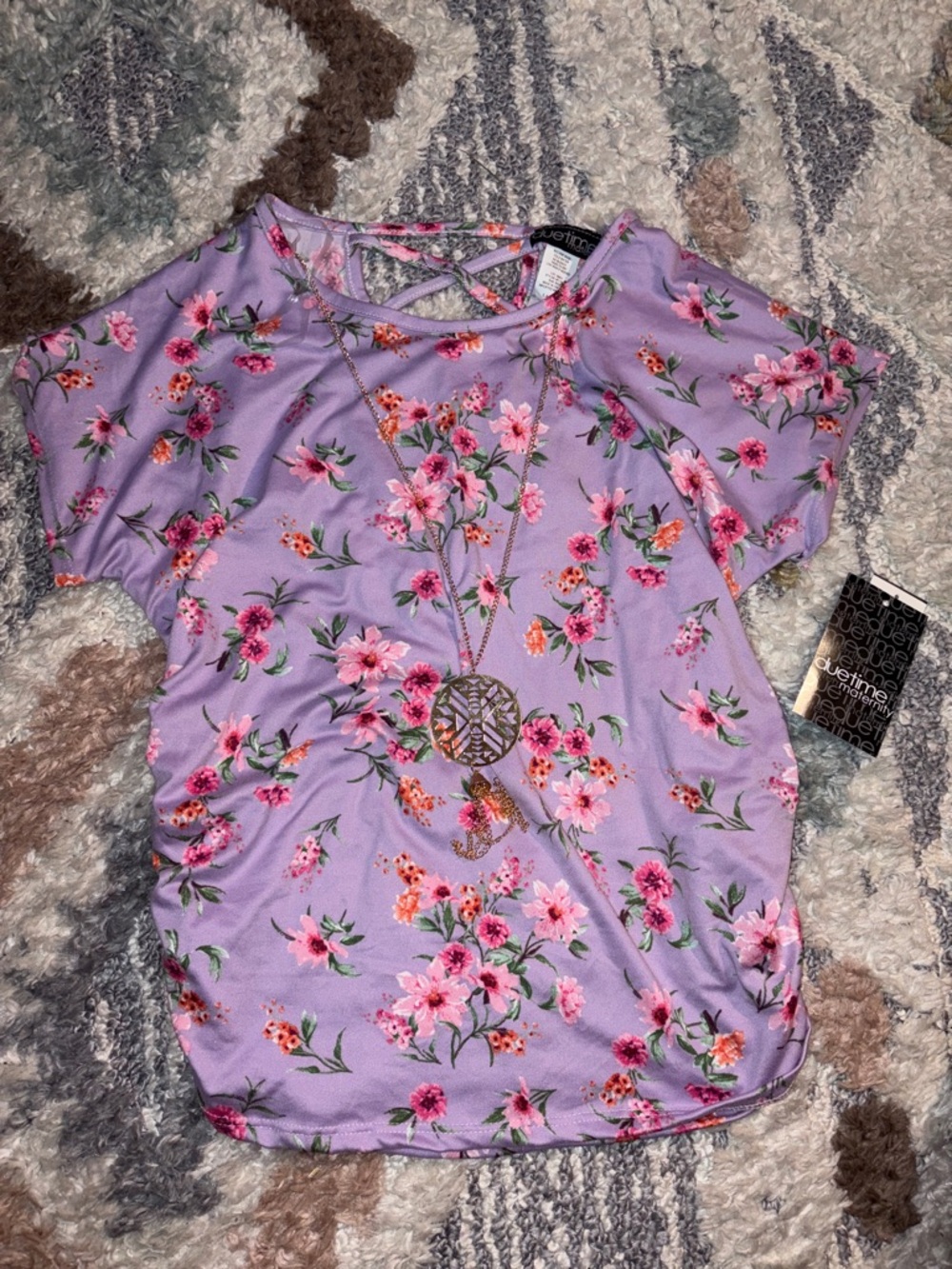Due Time Shirt with Crisscross Back & Detachable Necklace